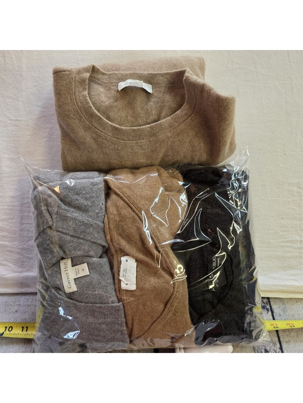4pc Cashmere/Merino Wool Sweaters Tops Lot Crafts Cutter Flaws Holes Upcycle DIY